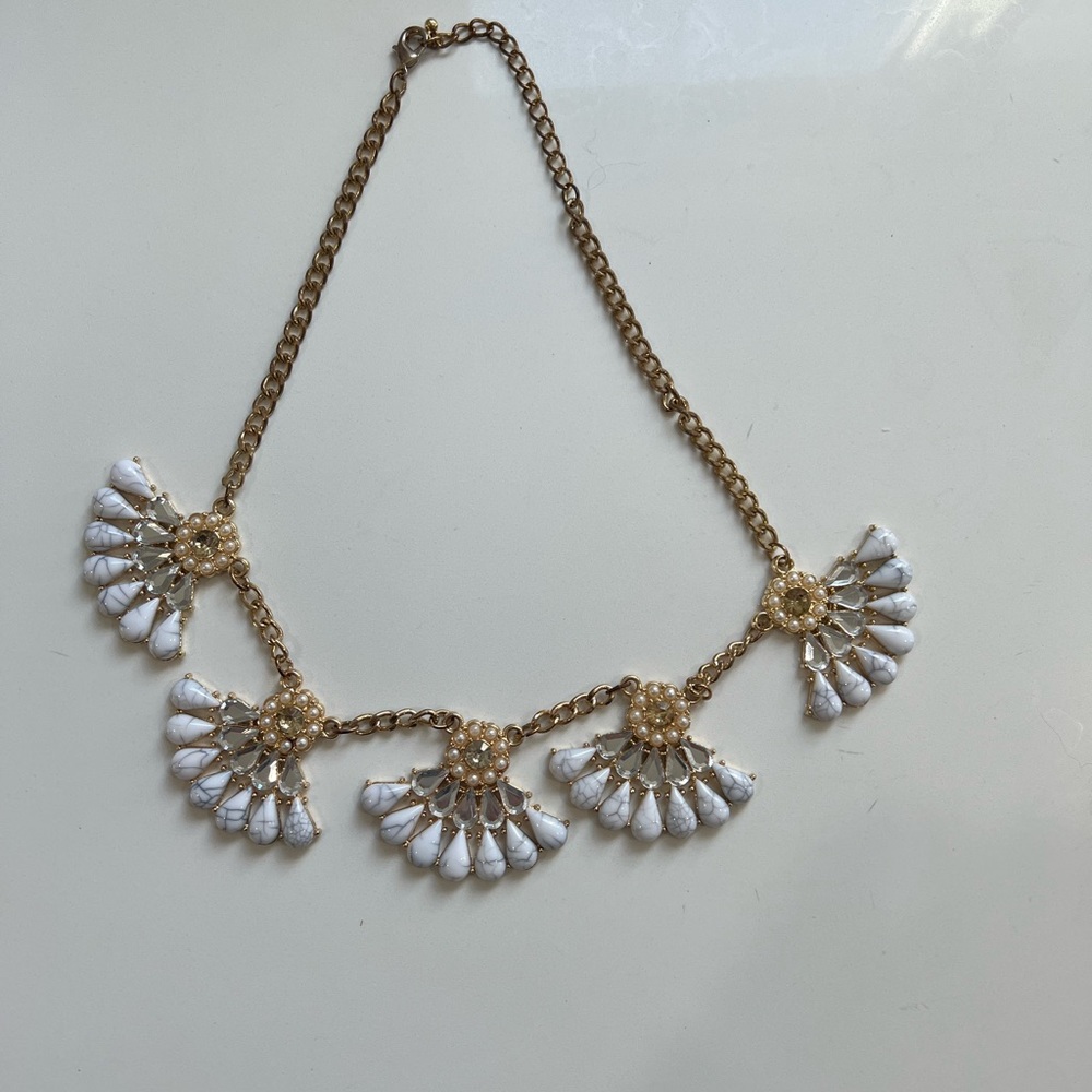 White and gold statement necklace